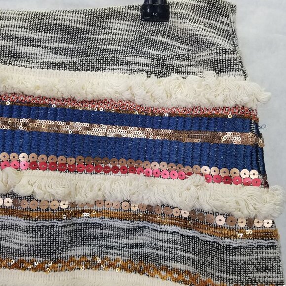 Anthropologie Moulinette Soeurs Erine Mini Skirt Women’s 4 Fringe Sequin Lined - Picture 3 of 13